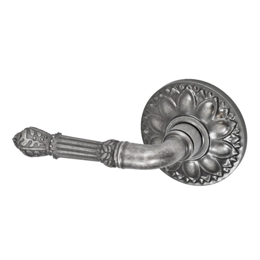 Venetian Lever with Floral Rose Privacy Set in Antique Pewter - Left