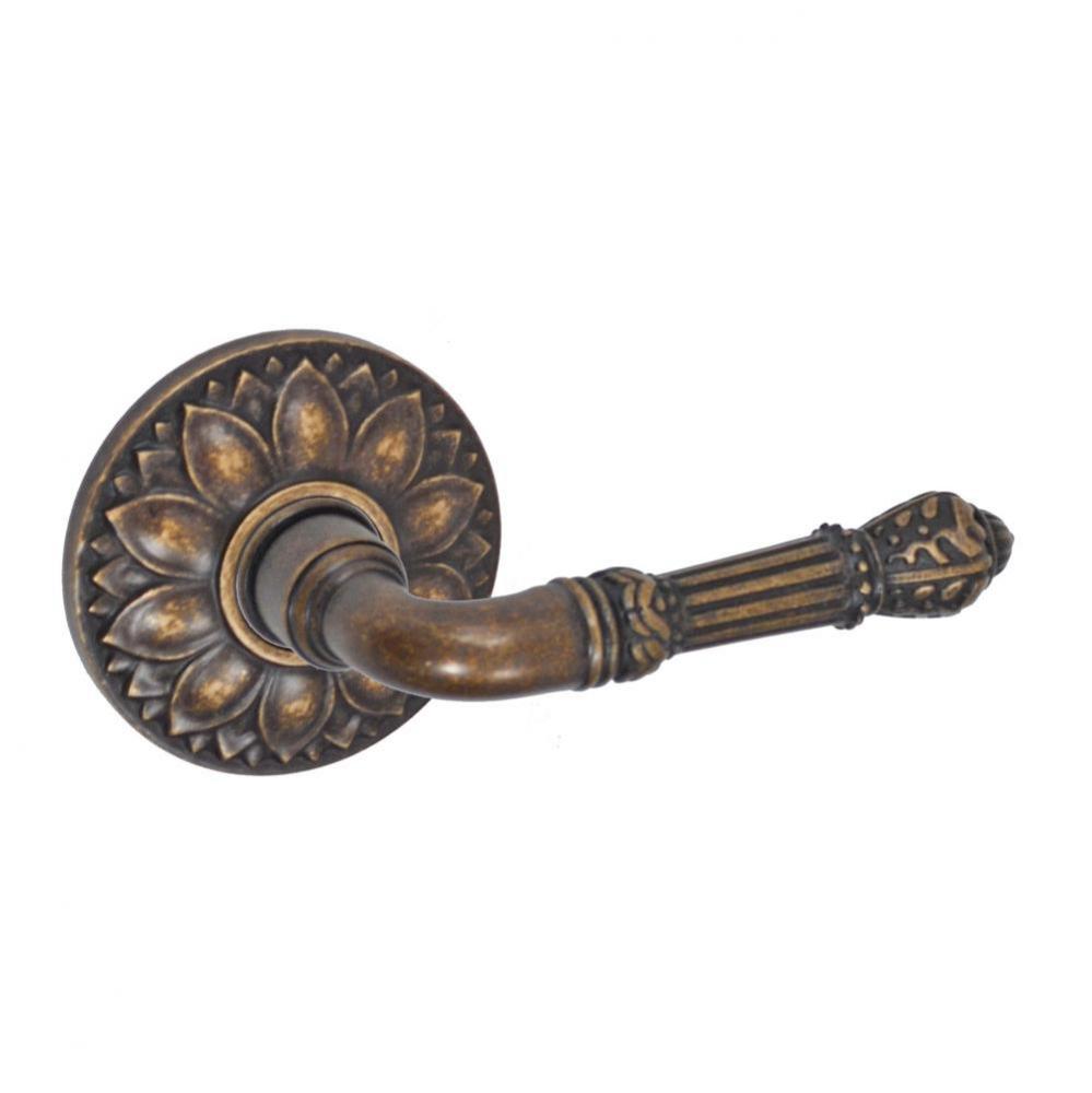 Venetian Lever with Floral Rose Passage Set in Medium Bronze - Right
