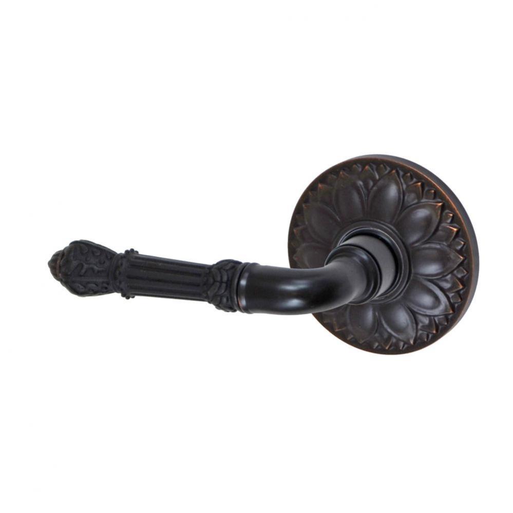 Venetian Lever with Floral Rose Passage Set in Oil Rubbed Bronze - Left