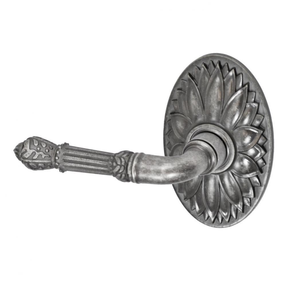 Venetian Lever with Oval Floral Rose Dummy Single in Antique Pewter - Left