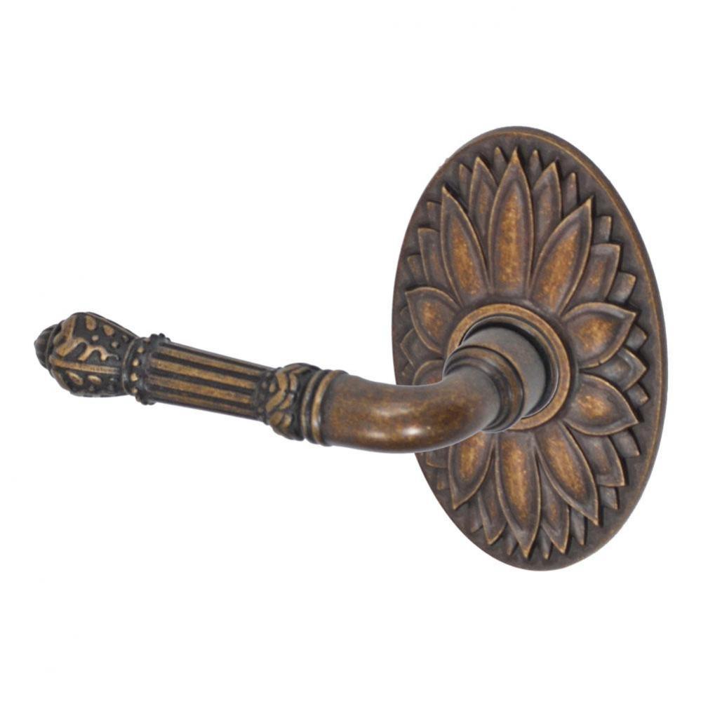 Venetian Lever with Oval Floral Rose Dummy Single in Medium Bronze - Left