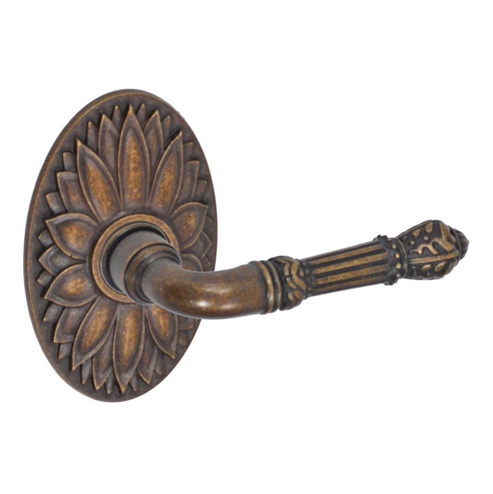 Venetian Lever with Oval Floral Rose Dummy Single in Medium Bronze - Right