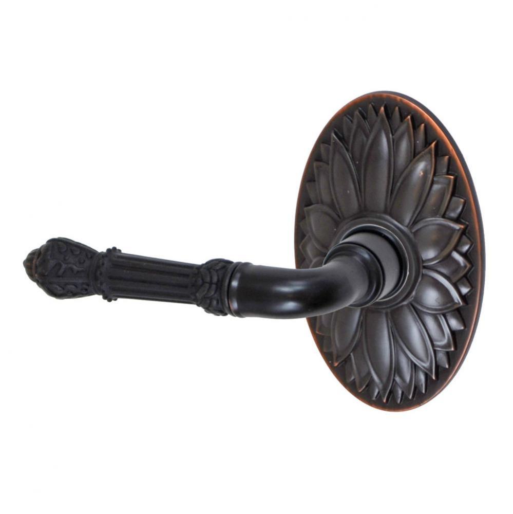 Venetian Lever with Oval Floral Rose Passage Set in Oil Rubbed Bronze - Left