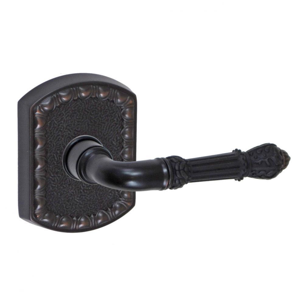 Venetian Lever with Olde World Rose Privacy Set in Oil Rubbed Bronze - Right
