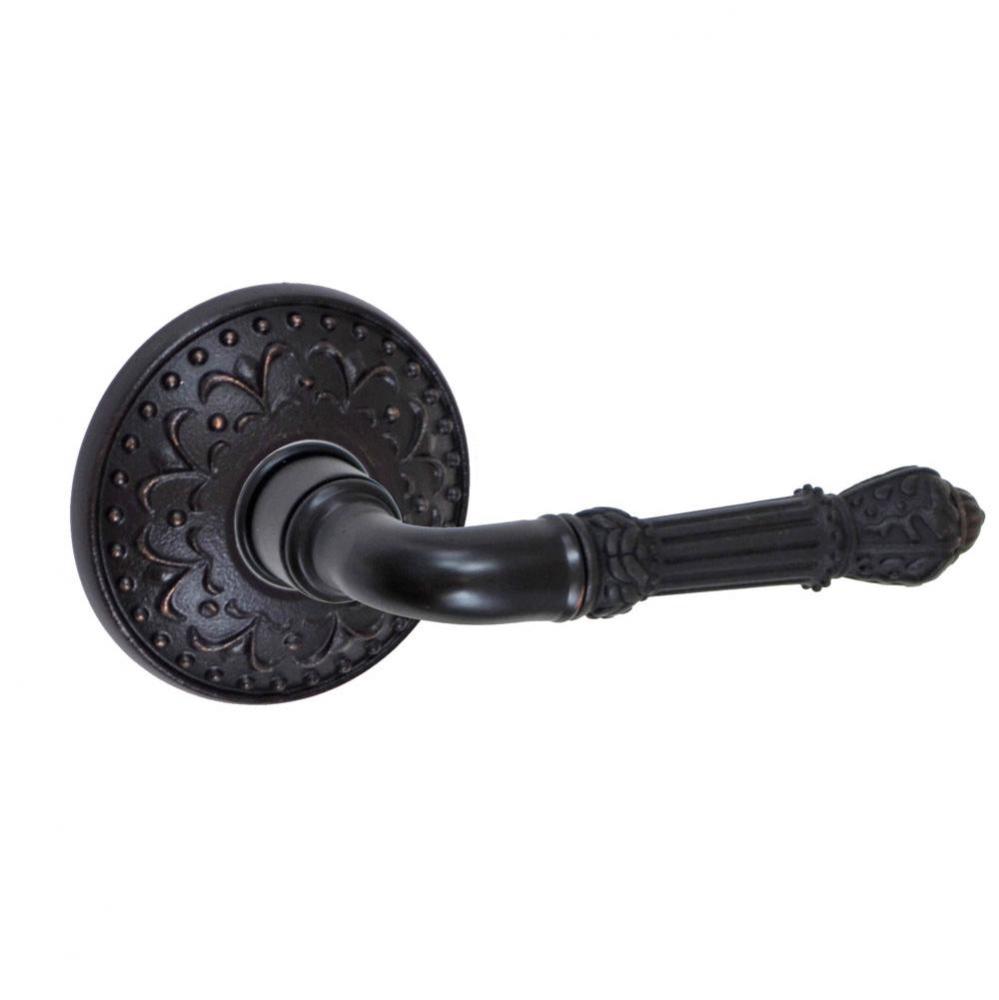 Venetian Lever with Venice  Rose Privacy Set in Oil Rubbed Bronze - Right