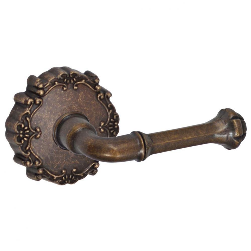 Tuscan Lever with Round Victorian Rose Passage Set in Medium Bronze - Right