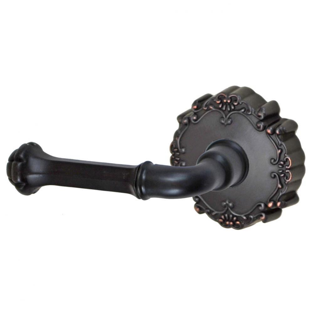 Tuscan Lever with Round Victorian Rose Passage Set in Oil Rubbed Bronze - Left