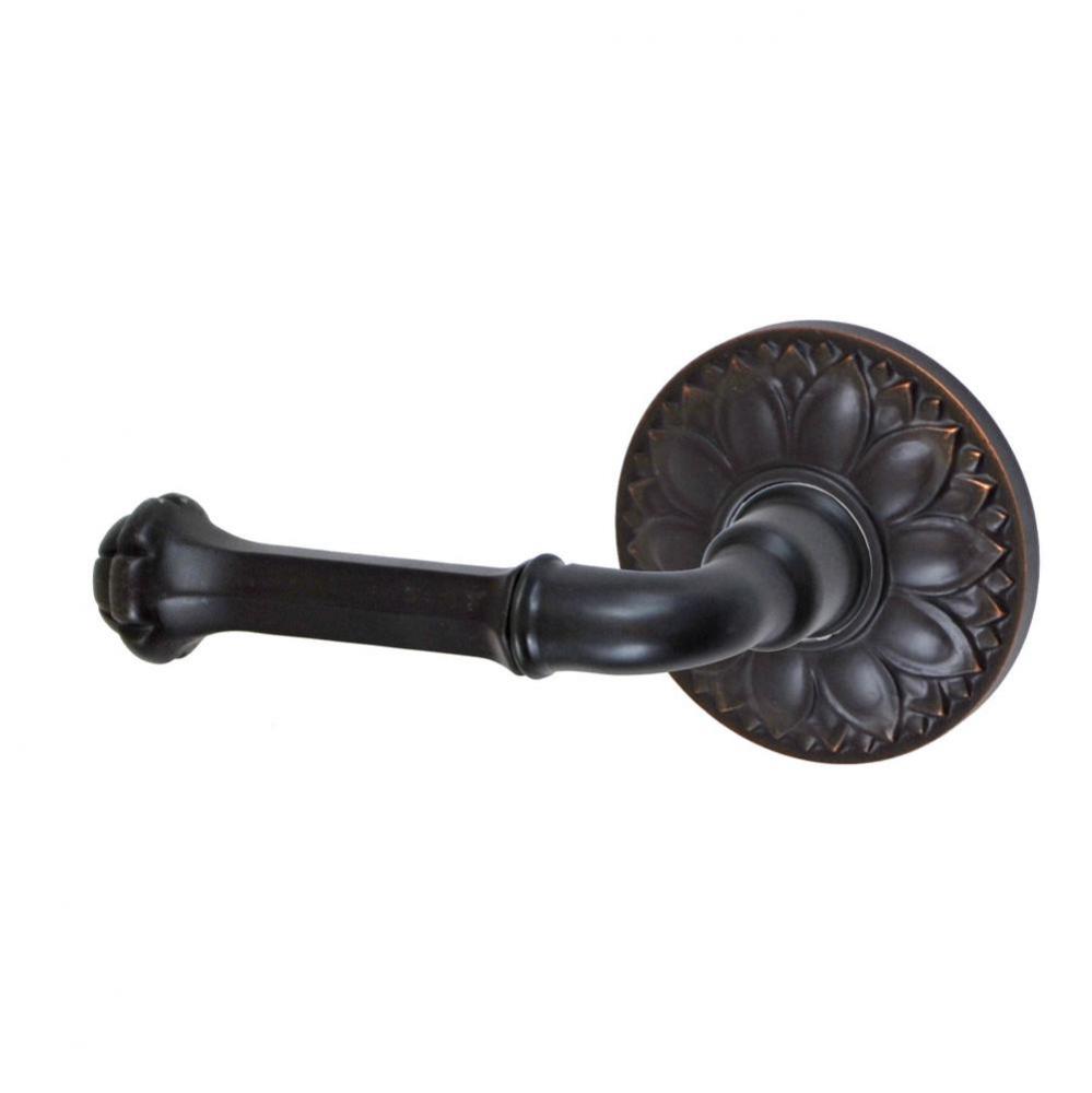 Tuscan Lever with Floral Rose Privacy Set in Oil Rubbed Bronze - Left