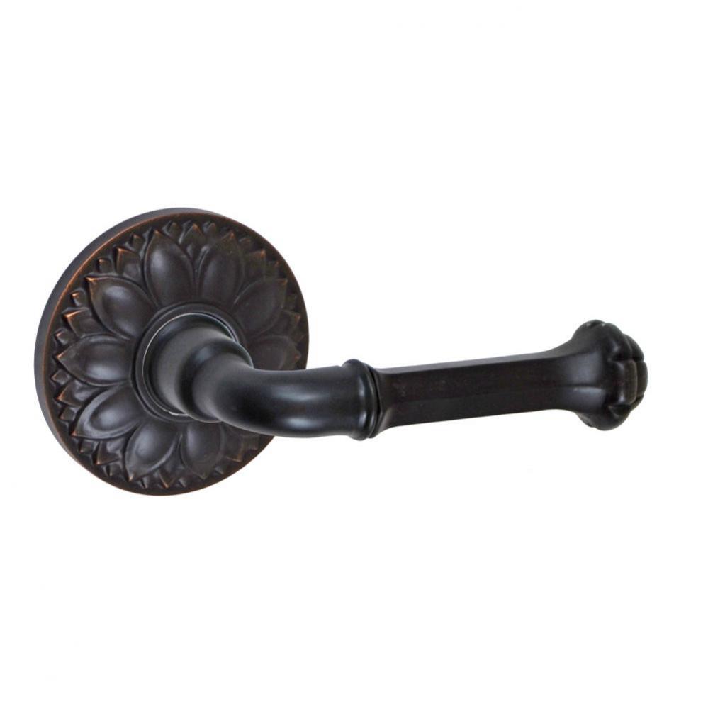 Tuscan Lever with Floral Rose Privacy Set in Oil Rubbed Bronze - Right