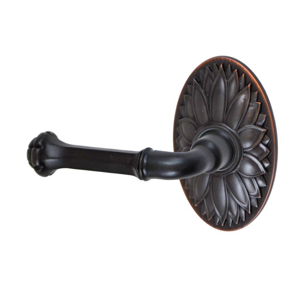 Tuscan Lever with Oval Floral Rose Passage Set in Oil Rubbed Bronze - Left