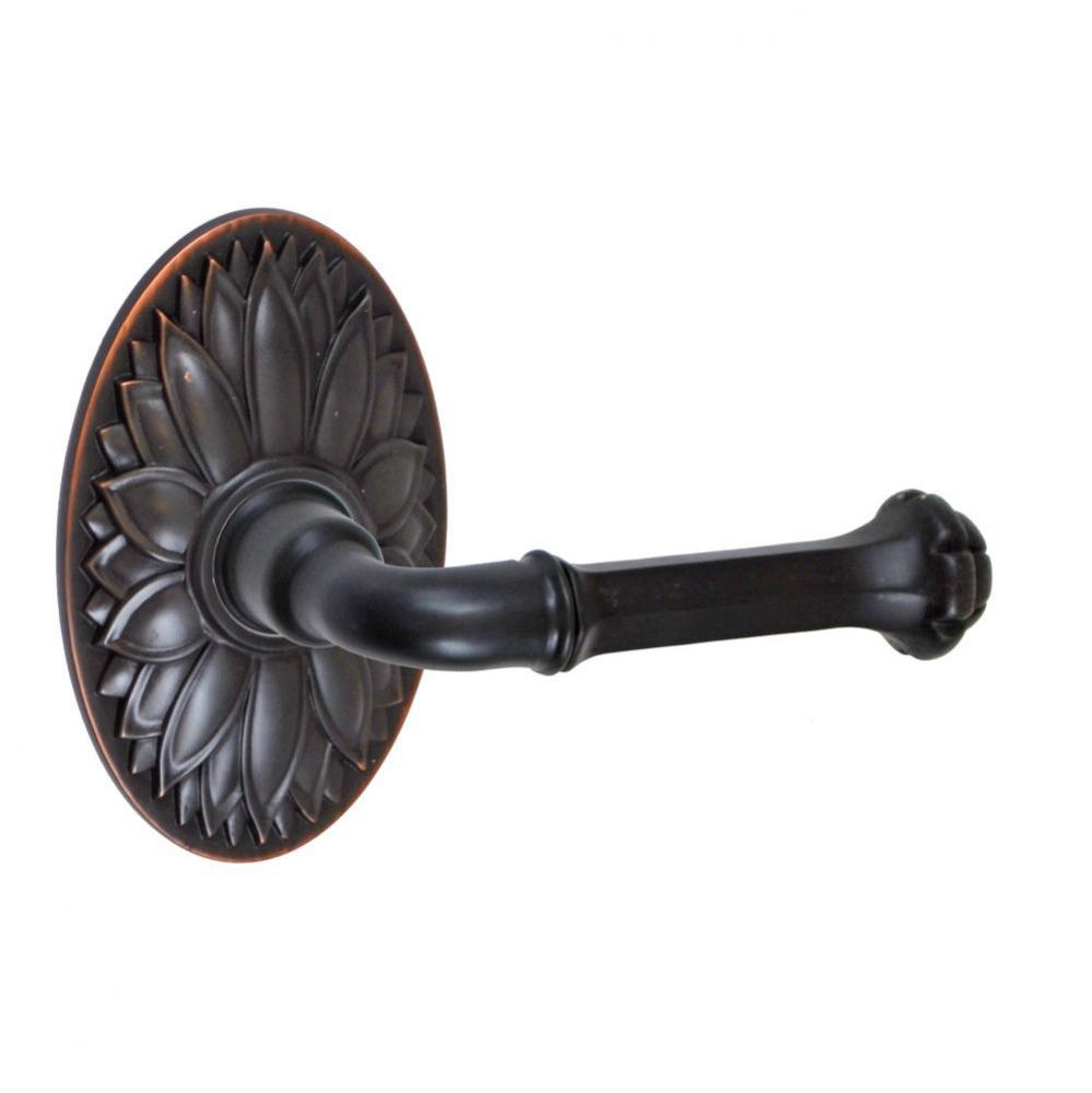 Tuscan Lever with Oval Floral Rose Passage Set in Oil Rubbed Bronze - Right