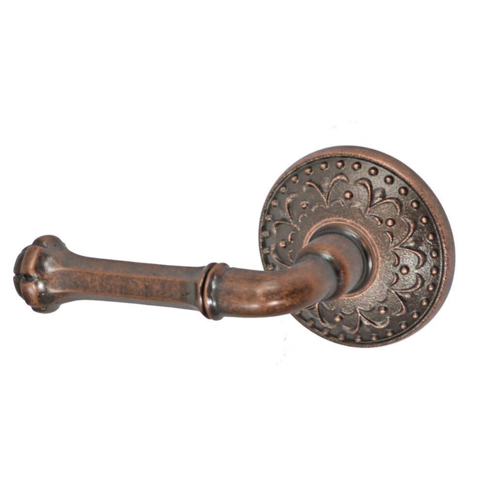 Tuscan Lever with Venice  Rose Passage Set in Antique Copper - Left