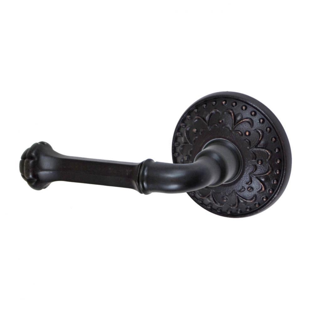 Tuscan Lever with Venice  Rose Privacy Set in Oil Rubbed Bronze - Left