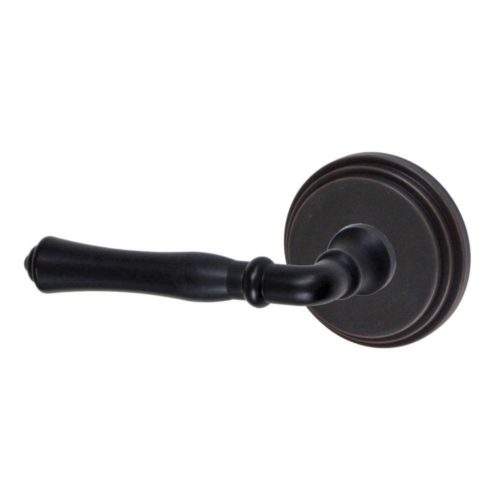 Cape Anne Lever with Stepped  Rose Privacy Set in Oil Rubbed Bronze - Left