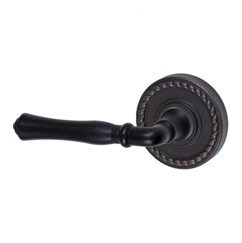 Cape Anne Lever with Rope Rose Privacy Set in Oil Rubbed Bronze - Left