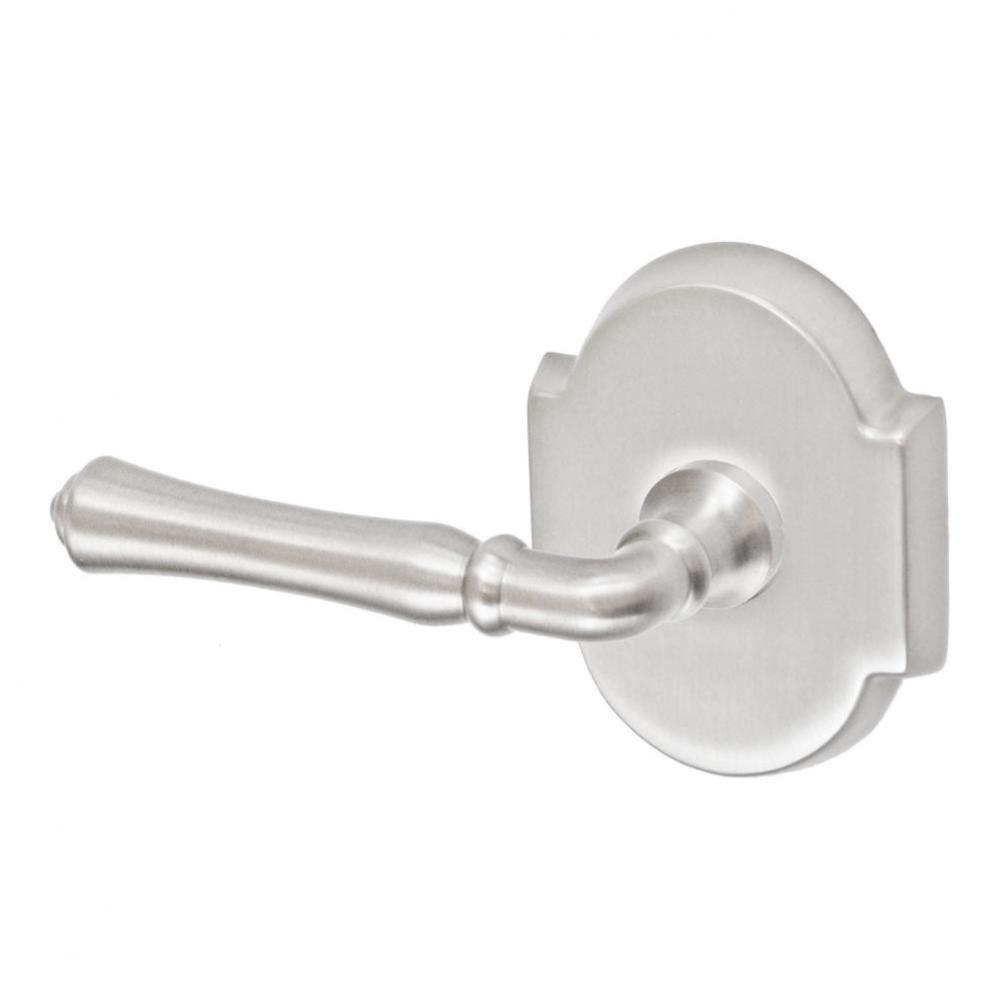 Cape Anne Lever with Beveled Scalloped Rose Privacy Set in Brushed Nickel - Left