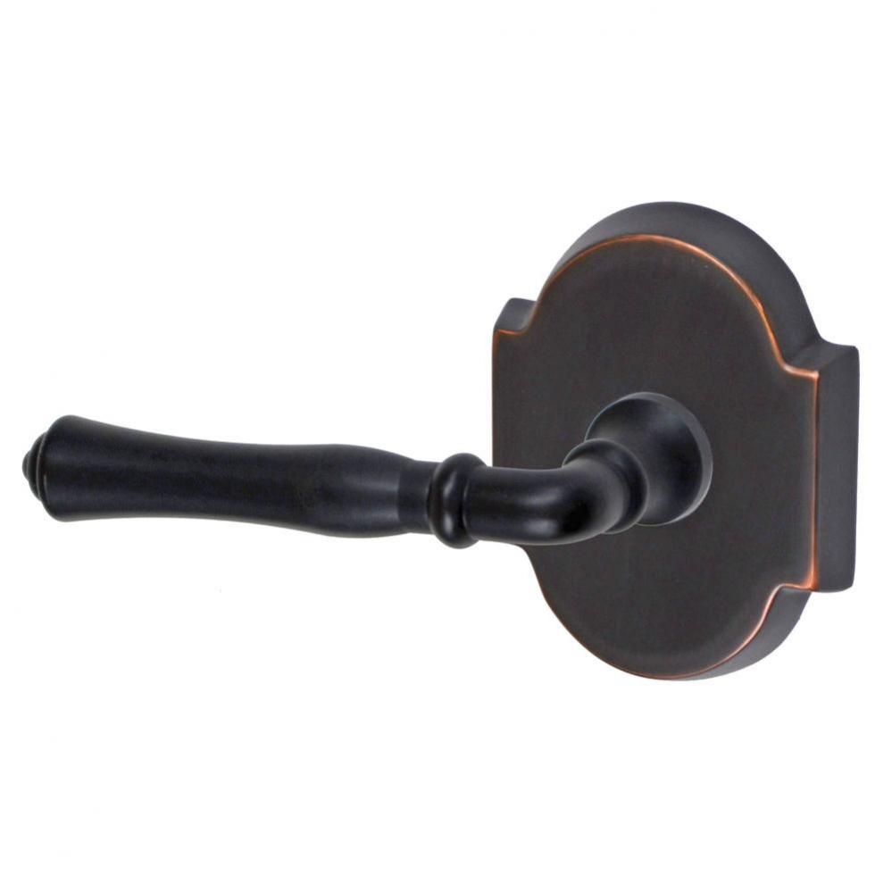 Cape Anne Lever with Beveled Scalloped Rose Privacy Set in Oil Rubbed Bronze - Left