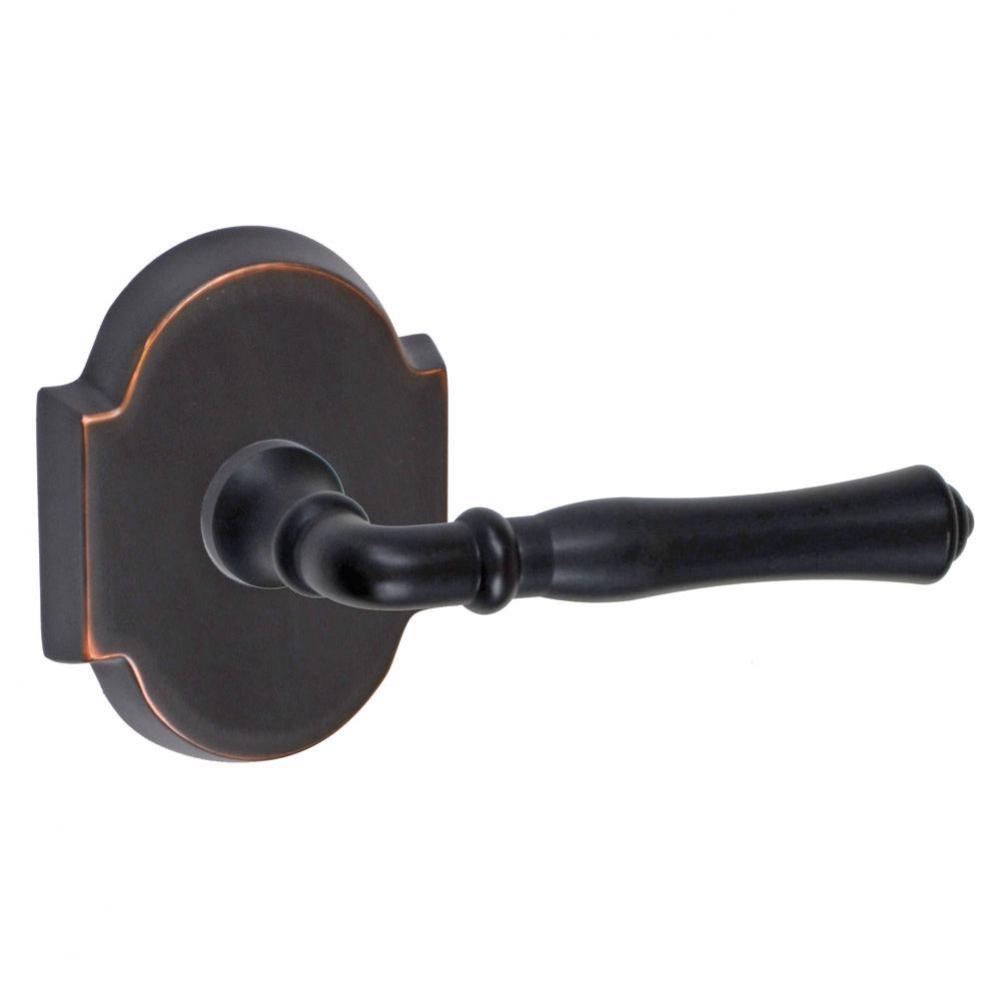 Cape Anne Lever with Beveled Scalloped Rose Privacy Set in Oil Rubbed Bronze - Right