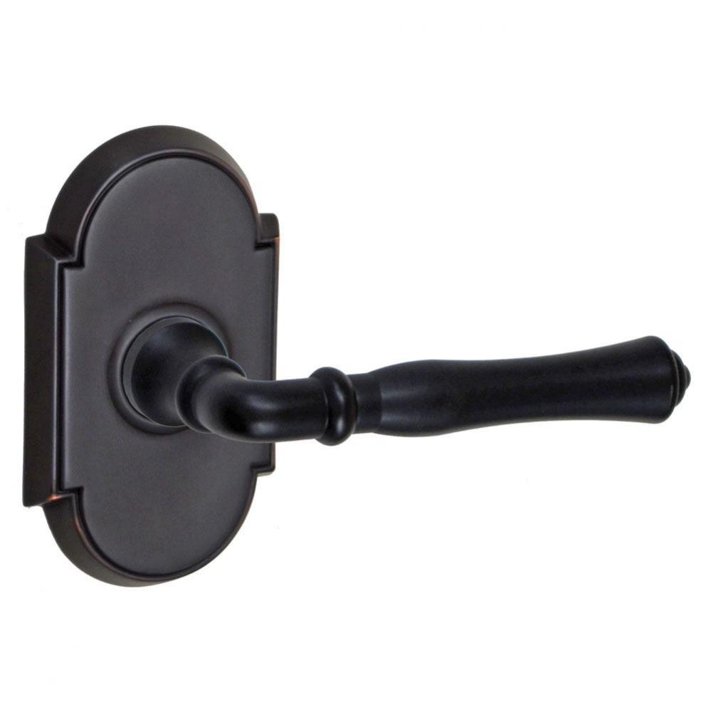 Cape Anne Lever with Tarvos Rose Privacy Set in Oil Rubbed Bronze - Right