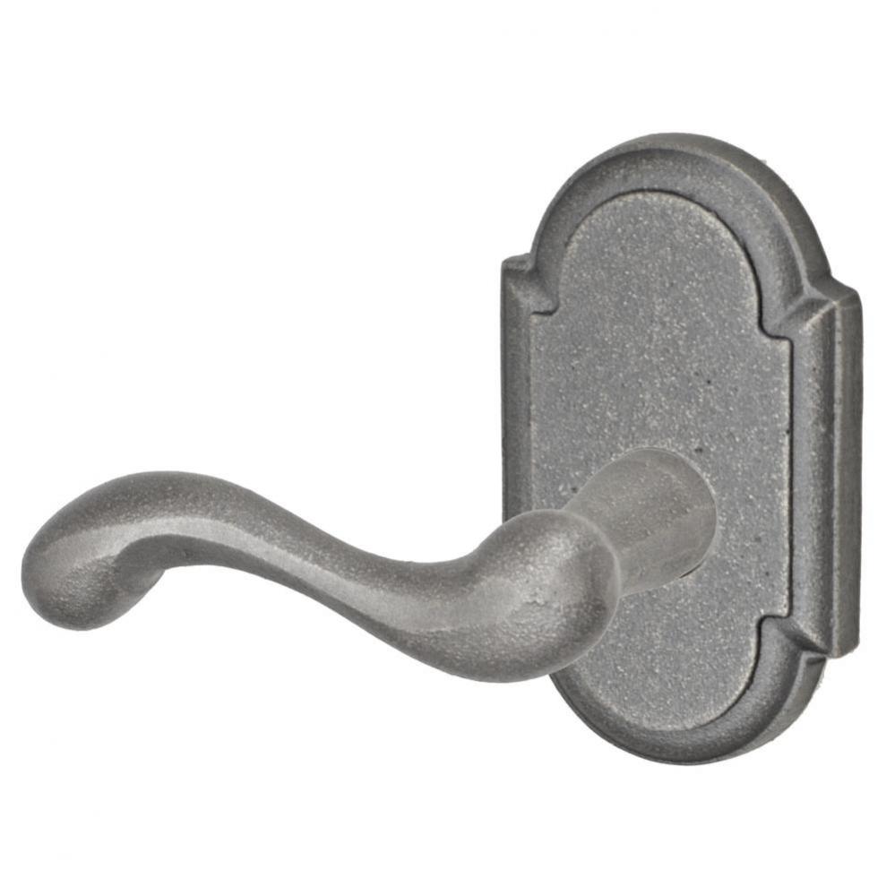 Sandcast Flintlock Lever with El Tovar Scalloped Rose Privacy Set in Antique Relic Pewter - Left