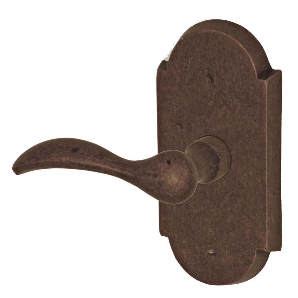 Sandcast Bronze Rainier Lever with Sandcast Bronze Large Scalloped Plate Privacy Set in Sandcast