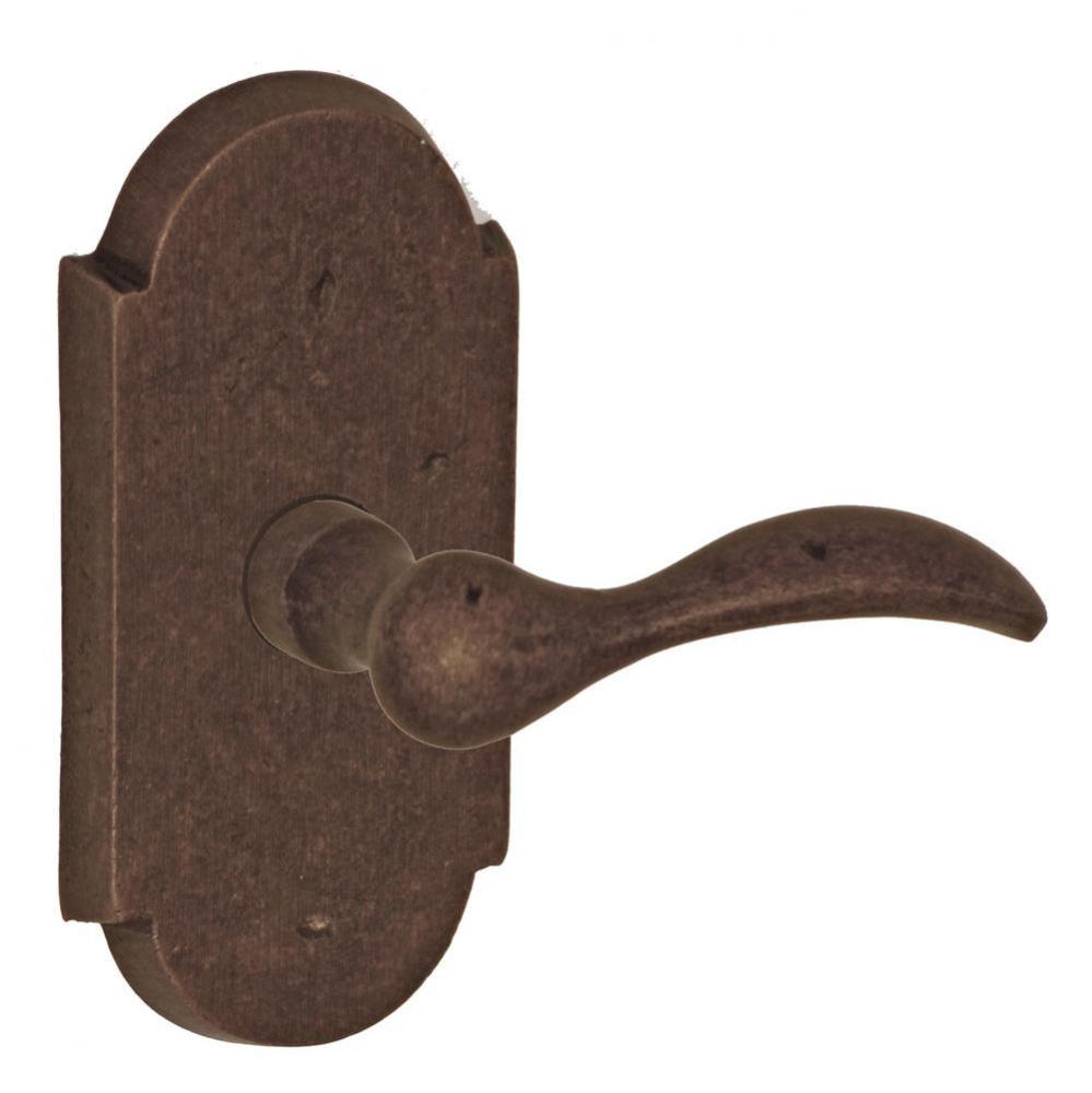 Sandcast Bronze Rainier Lever with Sandcast Bronze Large Scalloped Plate Privacy Set in Sandcast