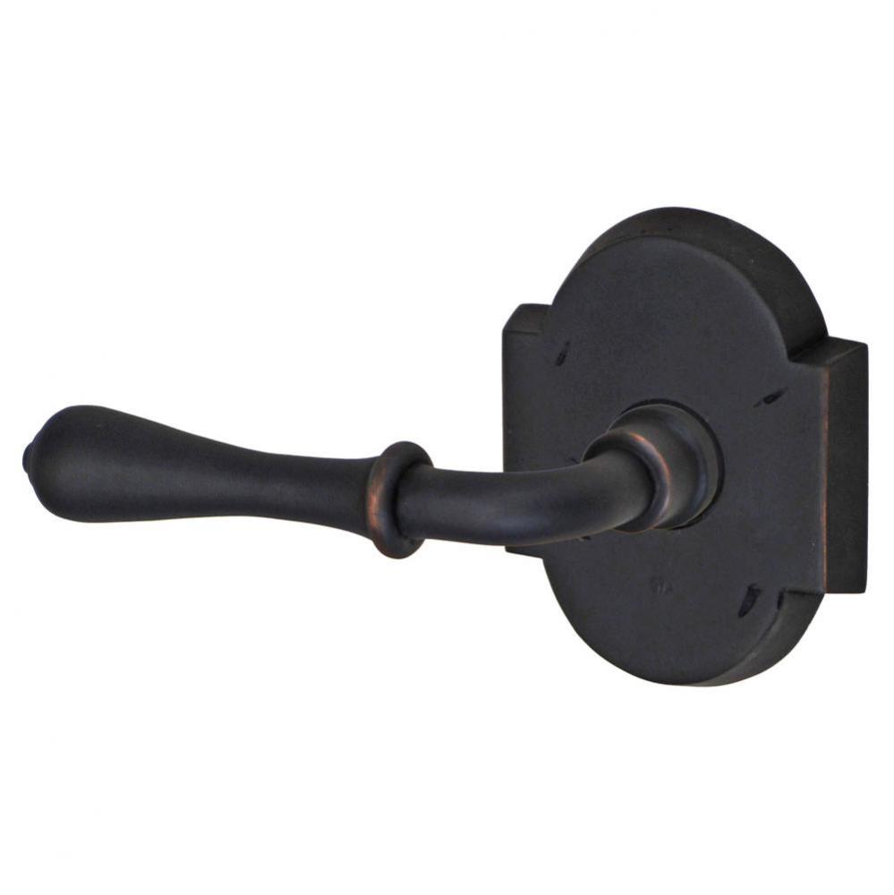 Sandcast Manor Lever with Sandcast Brass Scalloped Rose Dummy Single in Oil Rubbed Bronze - Left