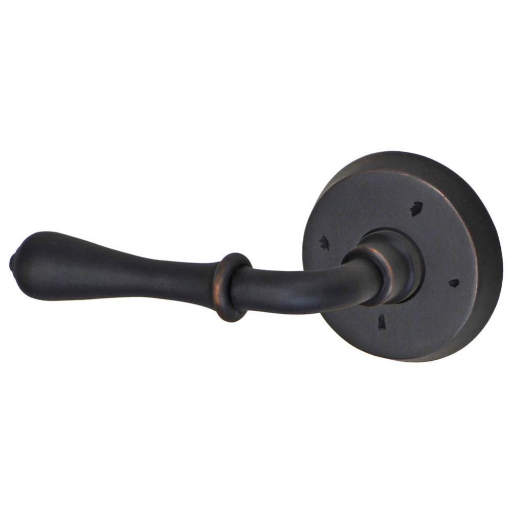 Sandcast Manor Lever with Sandcast Brass Beveled Rose Dummy Single in Oil Rubbed Bronze - Left