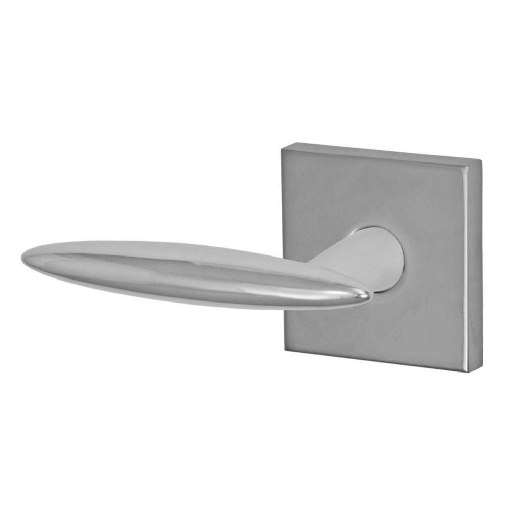 3010 - Stainless Steel Lever with Square Rose Privacy Set in Polished Stainless Steel - Left