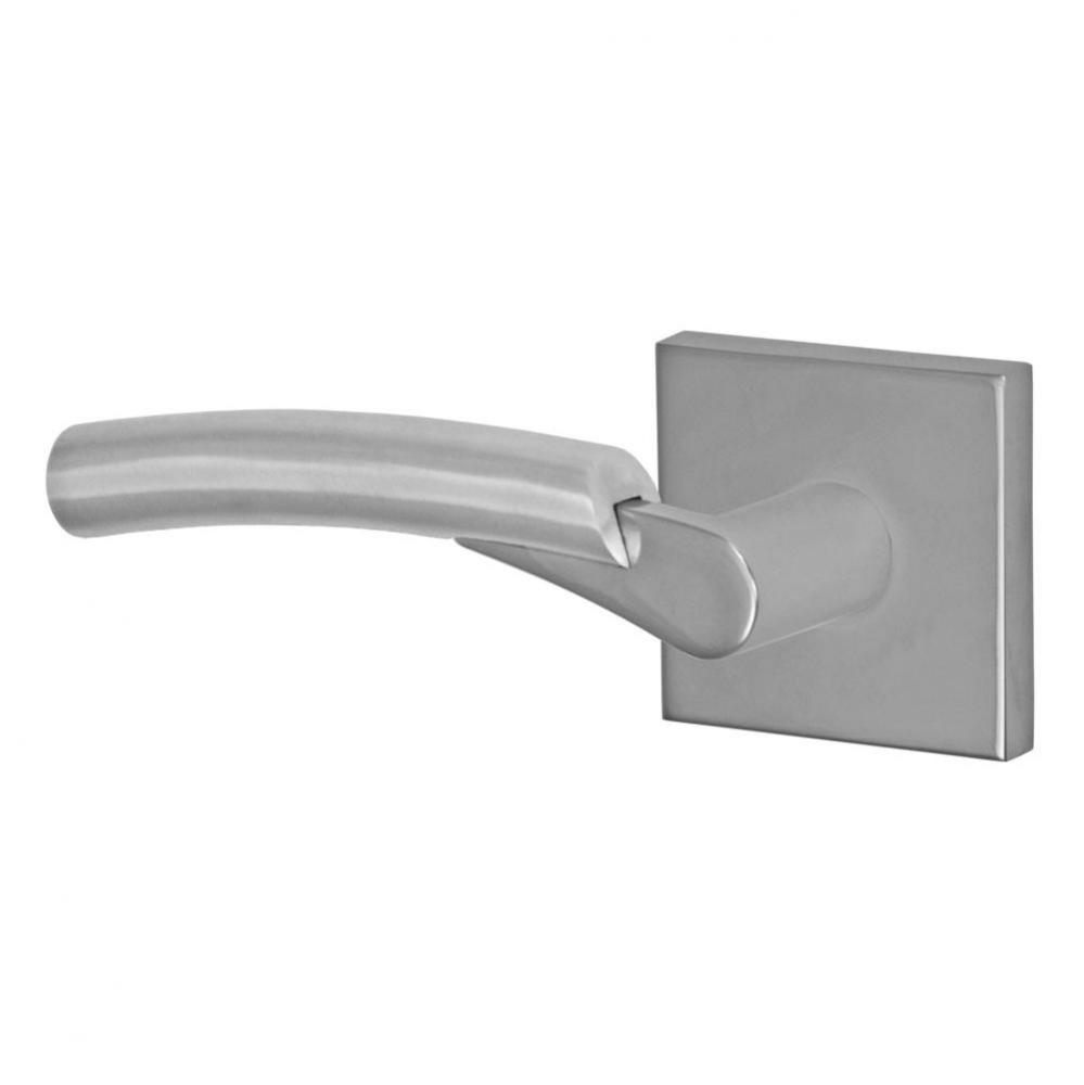 3030 - Stainless Steel Lever with Square Rose Privacy Set in Polished Stainless Steel - Left