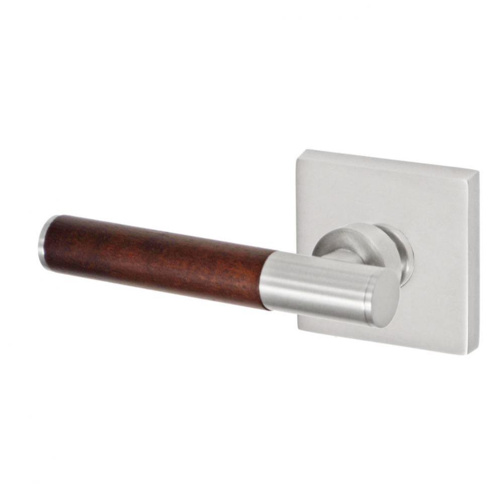 Samui Lever with Square Rose Passage Set in Brushed Nickel - Left