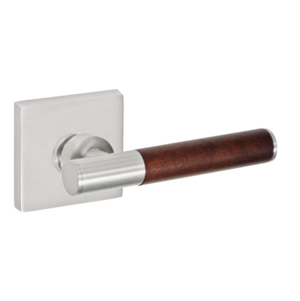 Samui Lever with Square Rose Privacy Set in Brushed Nickel - Right