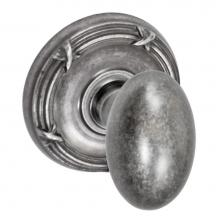 Fusion P-02-B5-0-ATP - Egg Knob with Ribbon and Reed Rose Passage Set in Antique