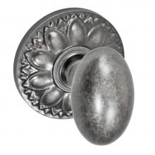 Fusion P-02-D8-0-ATP - Egg Knob with Floral Rose Passage Set in Antique