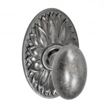 Fusion P-02-D9-0-ATP - Egg Knob with Oval Floral Rose Passage Set in Antique