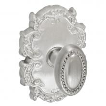Fusion V-10-C8-0-BRN - Beaded Egg Knob with Victorian Rose Privacy Set in Brushed