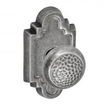 Fusion V-13-C2-0-ATP - Hammered Half-Round Knob with Navajo Stepped Scalloped Rose Privacy Set in Antique