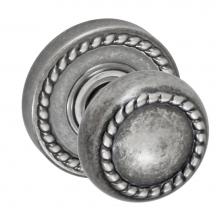 Fusion V-15-B8-0-ATP - Rope Knob with Rope Rose Privacy Set in Antique