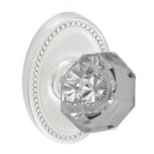 Fusion P-16-B7-0-BRN - Victorian Clear Knob with Oval Beaded Rose Passage Set in Brushed