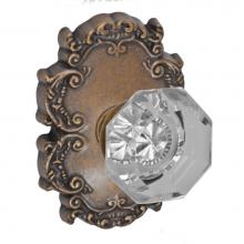 Fusion V-16-C8-0-MDB - Victorian Clear Knob with Victorian Rose Privacy Set in Medium