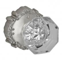 Fusion P-16-C9-0-BRN - Victorian Clear Knob with Round Victorian Rose Passage Set in Brushed