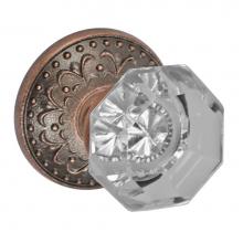 Fusion P-16-S9-0-ATC - Victorian Clear Knob with Venice  Rose Passage Set in Antique