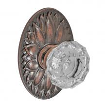 Fusion V-19-D9-0-ATC - Scalloped Clear Knob with Oval Floral Rose Privacy Set in Antique