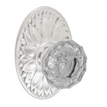 Fusion D-19-D9-E-BRN - Scalloped Clear Knob with Oval Floral Rose Dummy Single in Brushed