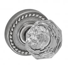 Fusion P-21-B8-0-ATP - Crystal Clear Knob with Rope Rose Passage Set in Antique