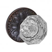 Fusion P-21-D8-0-ORB - Crystal Clear Knob with Floral Rose Passage Set in Oil Rubbed