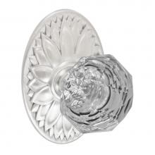 Fusion V-21-D9-0-BRN - Crystal Clear Knob with Oval Floral Rose Privacy Set in Brushed