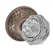 Fusion P-21-S9-0-ATC - Crystal Clear Knob with Venice  Rose Passage Set in Antique