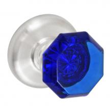 Fusion D-23-B2-E-BRN - Victorian Cobalt Glass Knob with Radius  Rose Dummy Single in Brushed