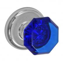 Fusion P-23-B2-0-PLC - Victorian Cobalt Glass Knob with Radius  Rose Passage Set in Polished